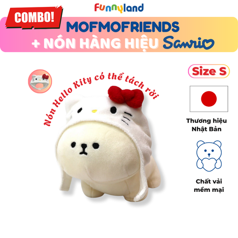 Chú Chó Bichon Frise Size S đội nón Hello Kitty - Thú Bông Mofmo Friends x Nón Hàng Hiệu Sanrio