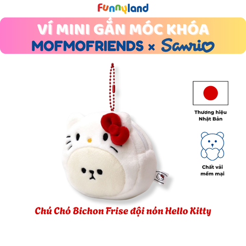 Chú Chó Bichon Frise đội nón Hello Kitty - Ví Mini Gắn Móc Khóa
