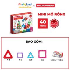 Đồ chơi xếp hình nam châm Hàn Quốc Magformers Mini Plus Set 40 mảnh