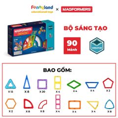 Đồ chơi xếp hình nam châm Hàn Quốc Magformers Bộ Sáng Tạo 90 mảnh