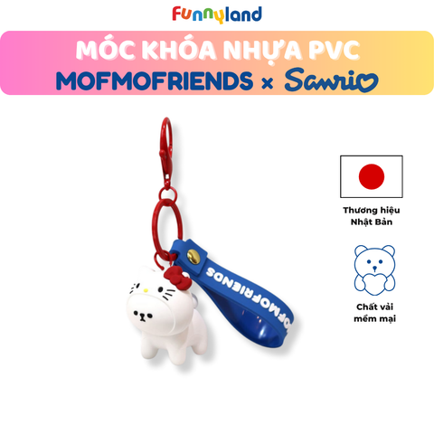 Chú Chó Bichon Frise đội nón Hello Kitty - Móc Khóa Nhựa PVC