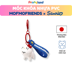 Chú Chó Bichon Frise đội nón Hello Kitty - Móc Khóa Nhựa PVC