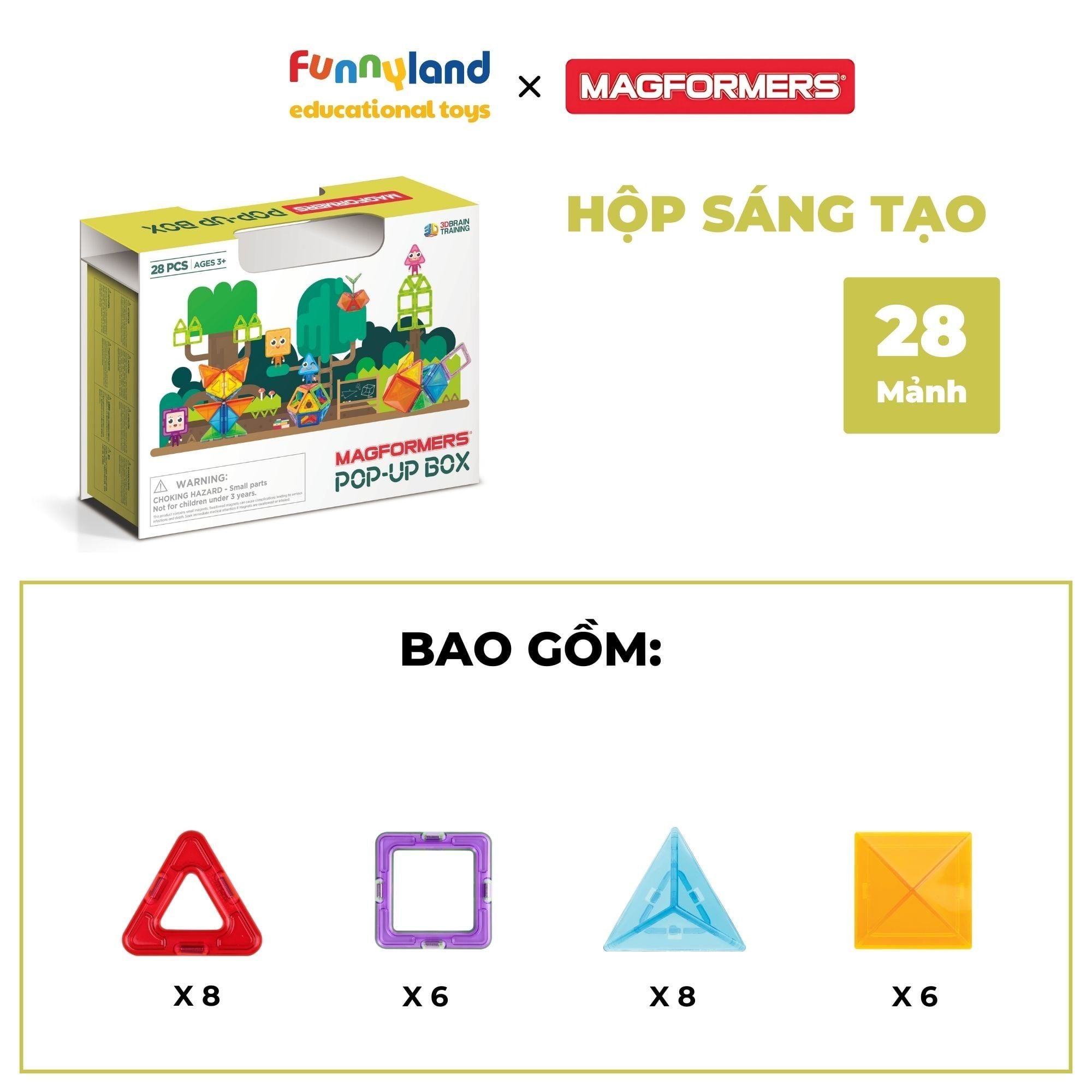 Đồ chơi xếp hình nam châm Hàn Quốc Magformers Hộp Sáng Tạo