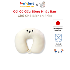 Gối Cổ Thú Bông Chú Chó Bichon Frise 2in1 - Reversible Neck Pillow Mofmo Friends Nhật Bản