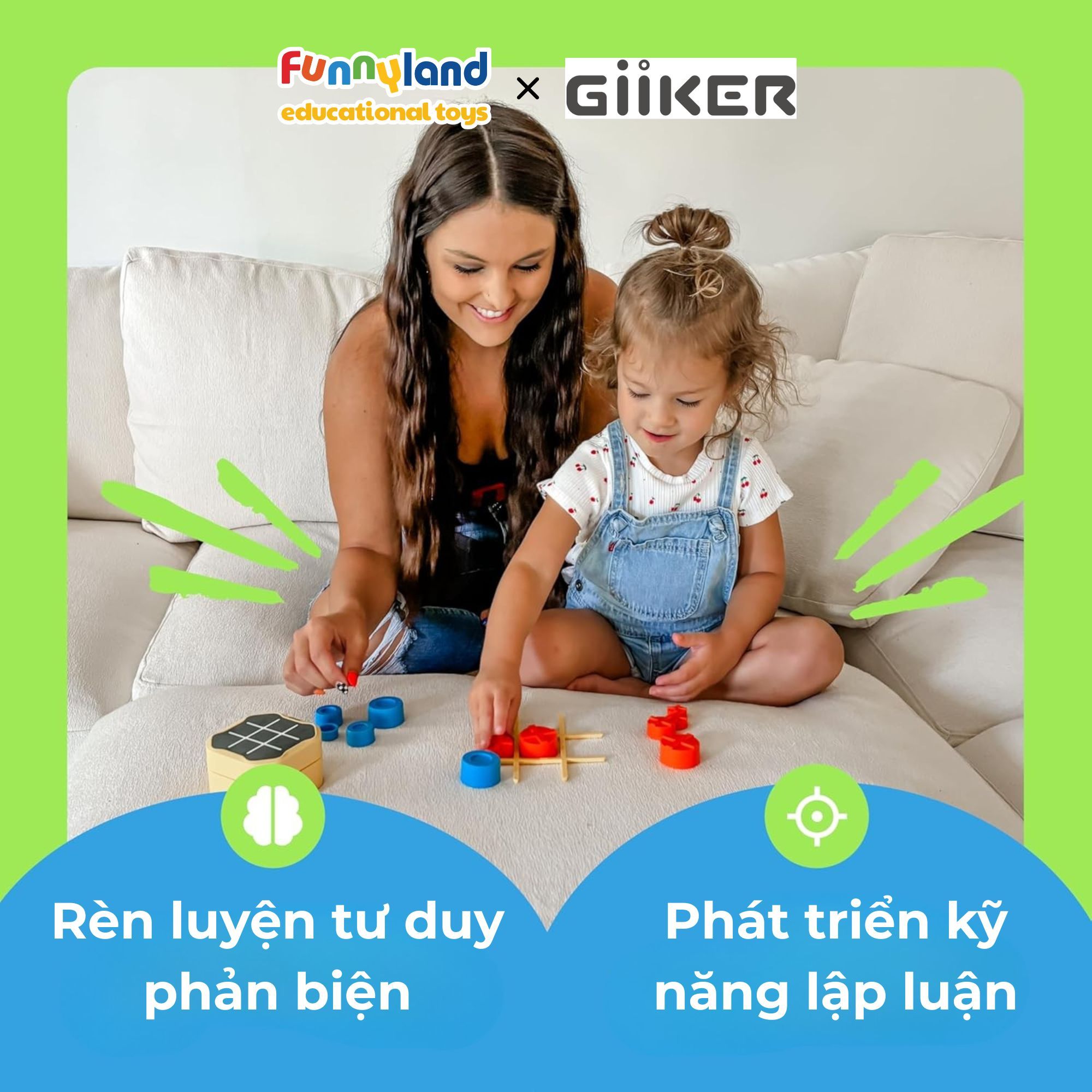 Đồ chơi thông minh Giiker Tic-Tac-Toe Bolt Green