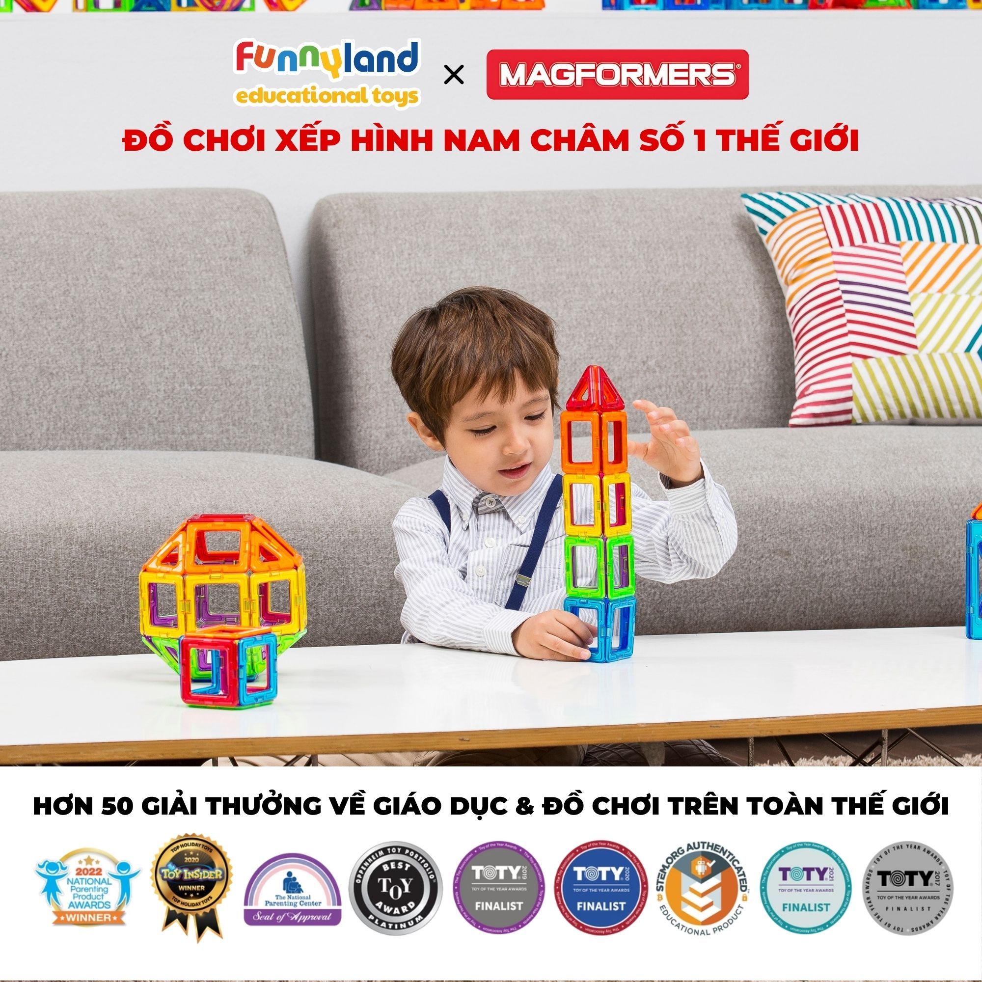 Đồ chơi xếp hình nam châm Hàn Quốc Magformers sáng tạo 60 mảnh