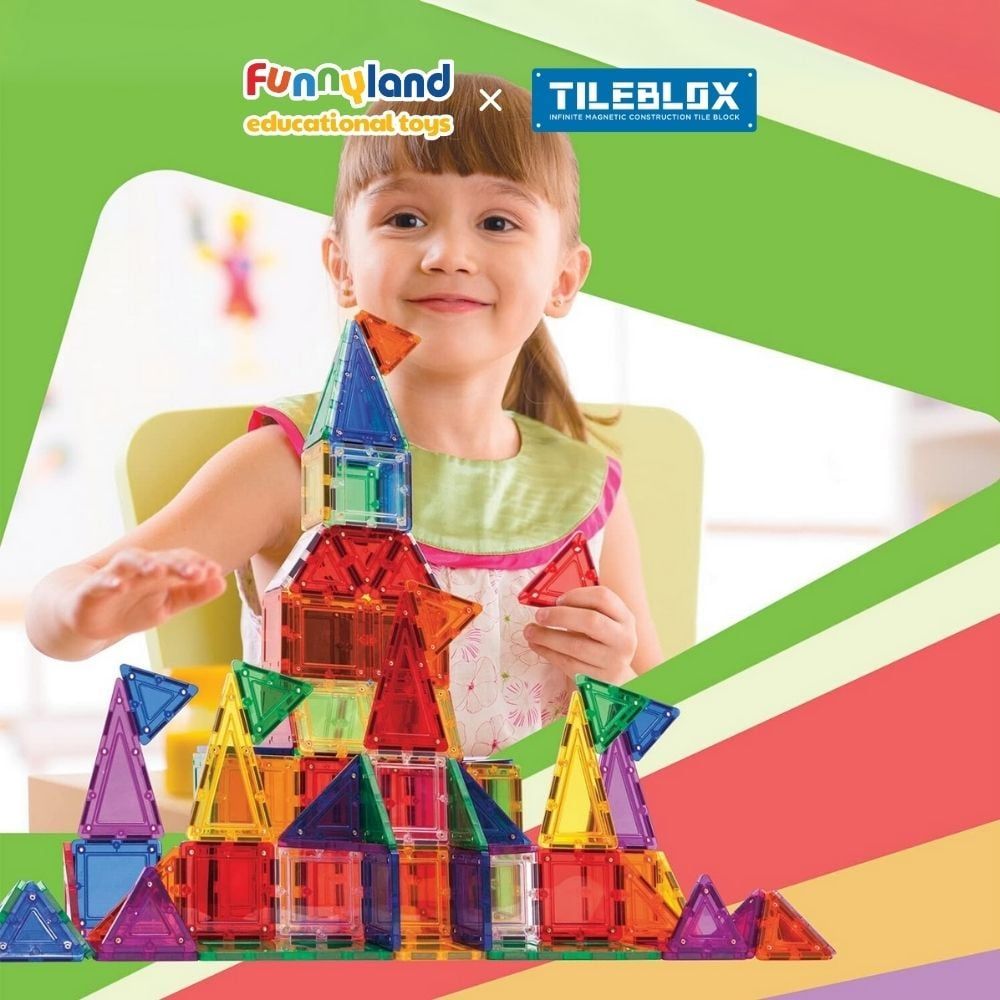 Đồ chơi xếp hình nam châm Hàn Quốc TILEBLOX Rainbow 42pc