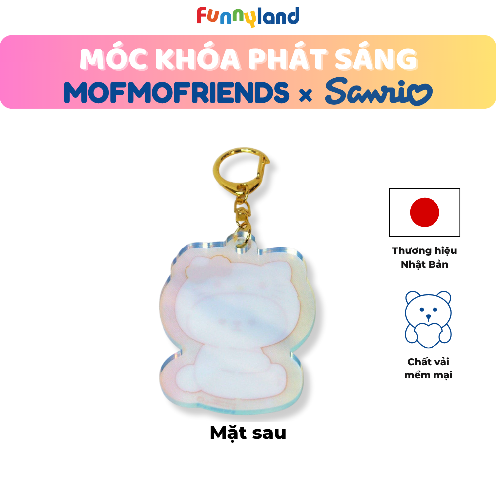 Chú Chó Bichon Frise đội nón Hello Kitty - Móc Khóa Phát Sáng