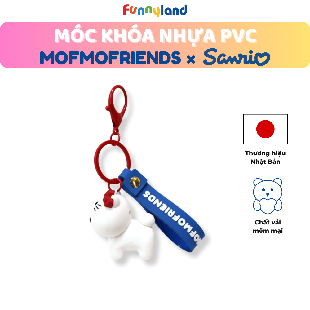 Chú Chó Bichon Frise đội nón Hello Kitty - Móc Khóa Nhựa PVC