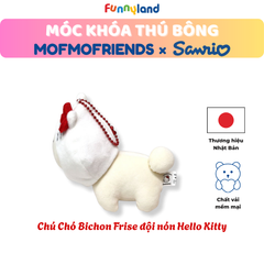 Chú Chó Bichon Frise đội nón Hello Kitty - Móc Khóa Thú Bông