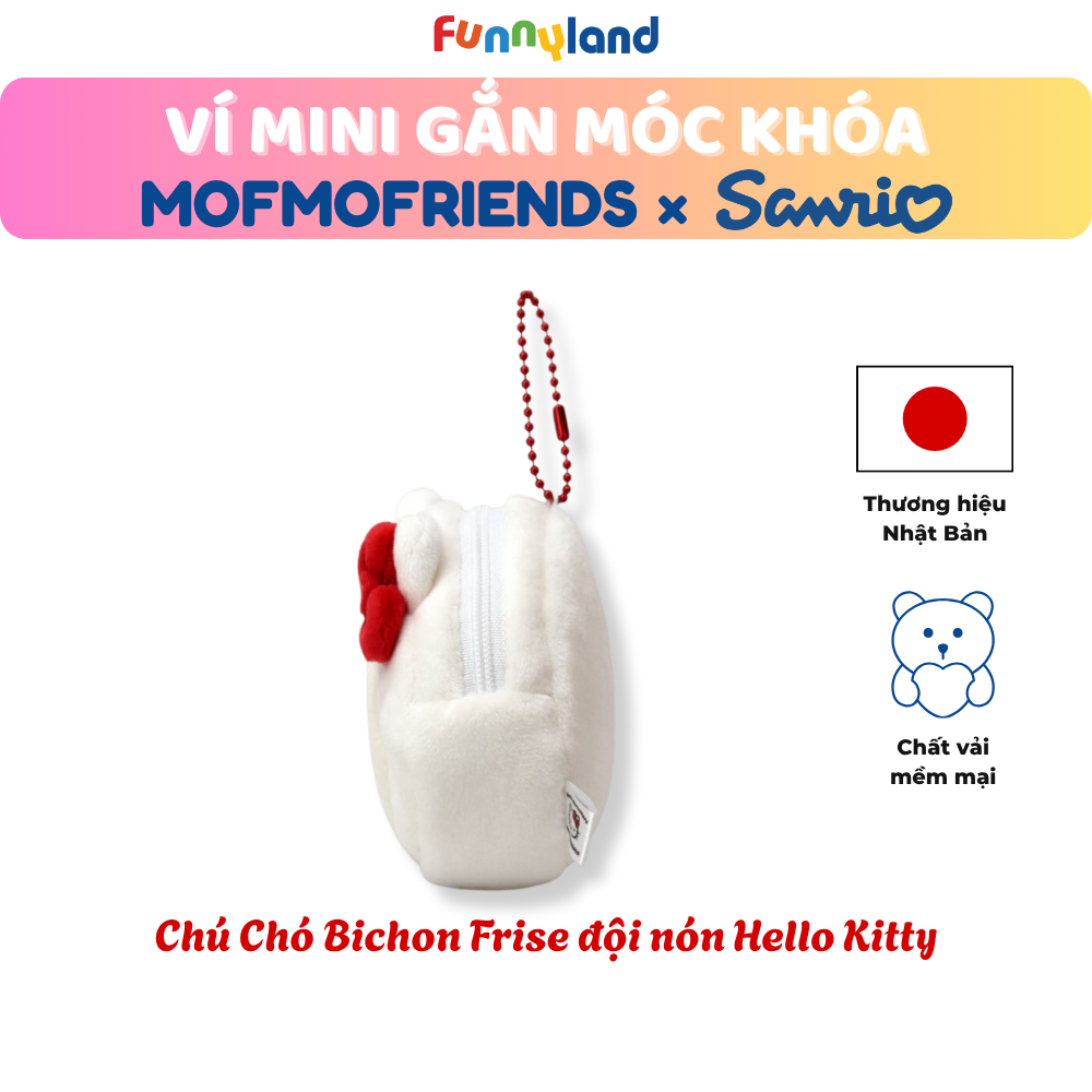 Chú Chó Bichon Frise đội nón Hello Kitty - Ví Mini Gắn Móc Khóa