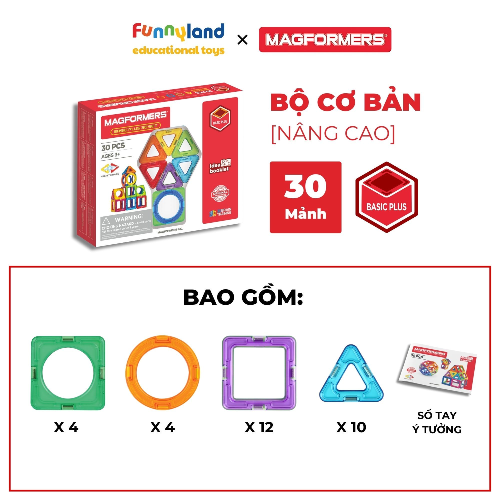 Đồ chơi xếp hình nam châm Hàn Quốc Magformers bộ mở rộng 30 mảnh