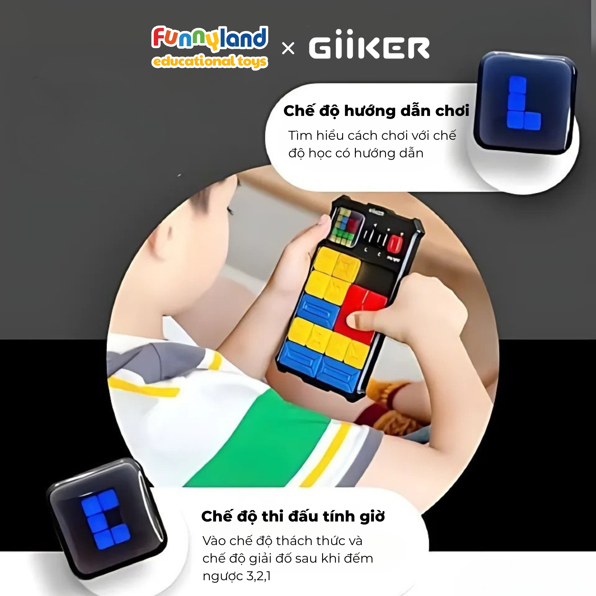 Đồ chơi xếp hình nam châm cảm ứng thông minh Giiker Super Slide Grey