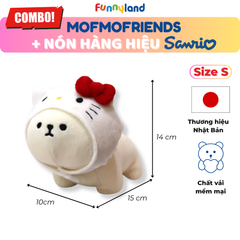 Chú Chó Bichon Frise Size S đội nón Hello Kitty - Thú Bông Mofmo Friends x Nón Hàng Hiệu Sanrio