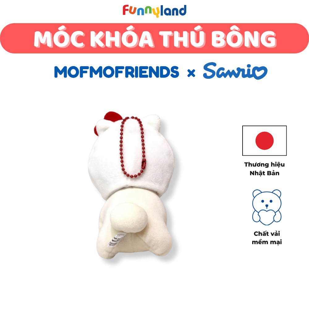 Móc Khóa Thú Bông - Thú Bông Chó Bichon Frise đội mũ Hello Kitty