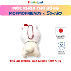 Chú Chó Bichon Frise đội nón Hello Kitty - Móc Khóa Thú Bông