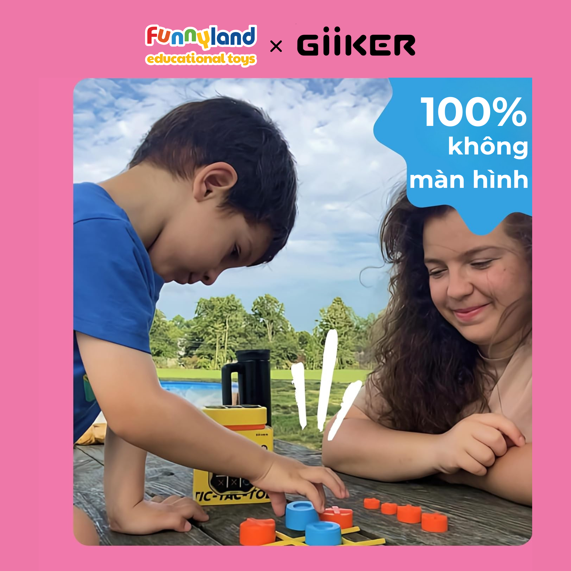 Đồ chơi thông minh Giiker Tic-Tac-Toe Bolt Pink