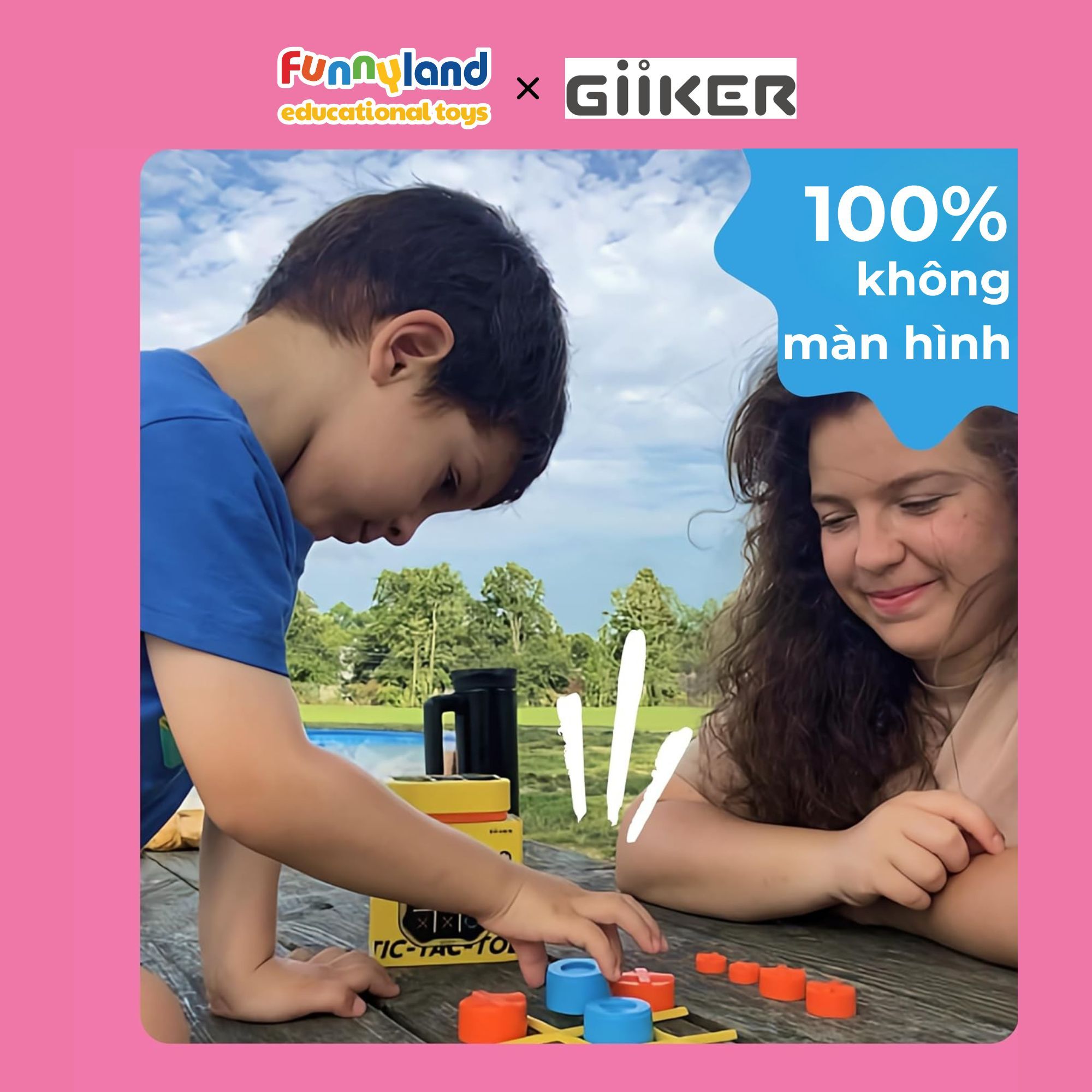Đồ chơi thông minh Giiker Tic-Tac-Toe Bolt Pink