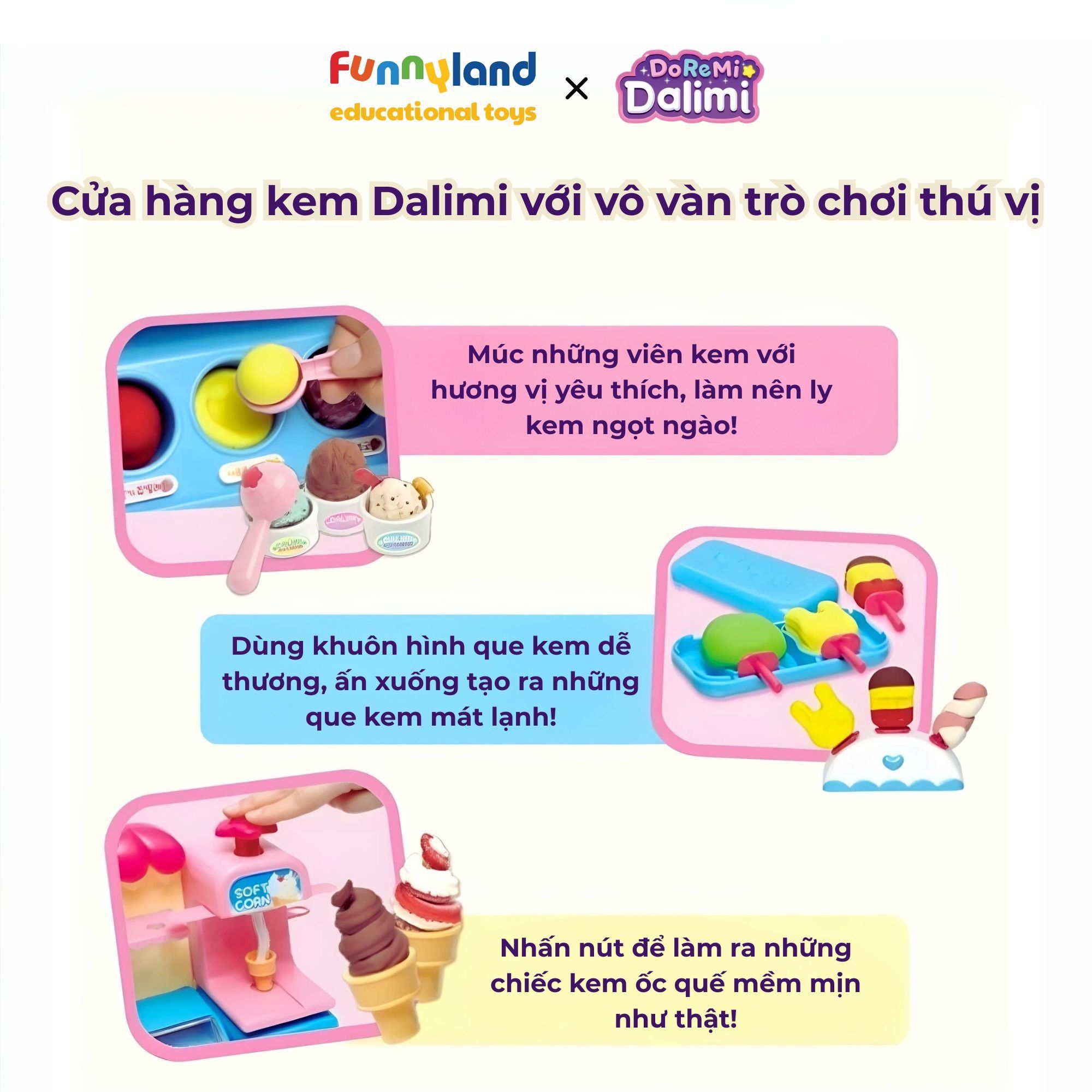 Bộ tiệm kem Dalimi kèm đất nặn