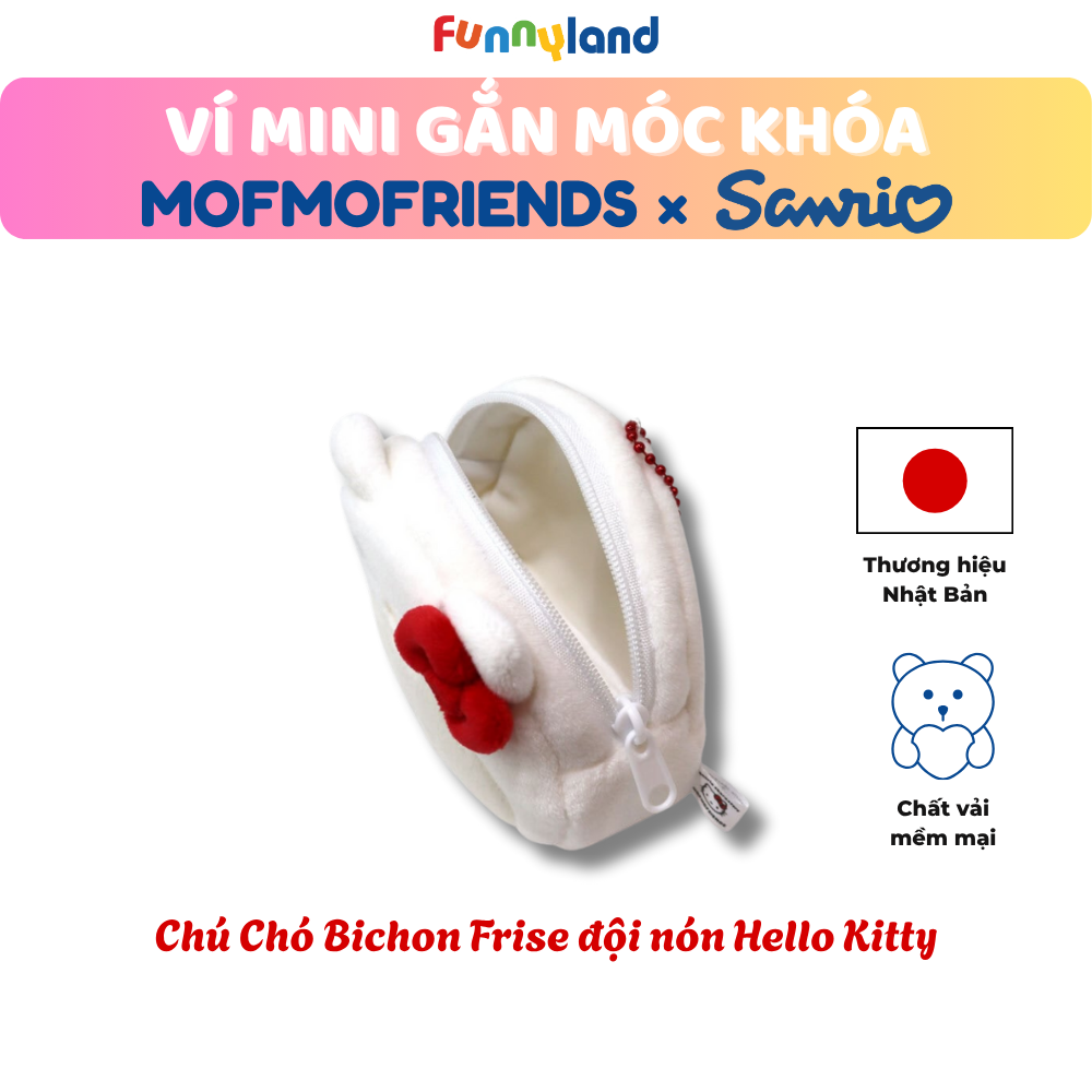 Chú Chó Bichon Frise đội nón Hello Kitty - Ví Mini Gắn Móc Khóa