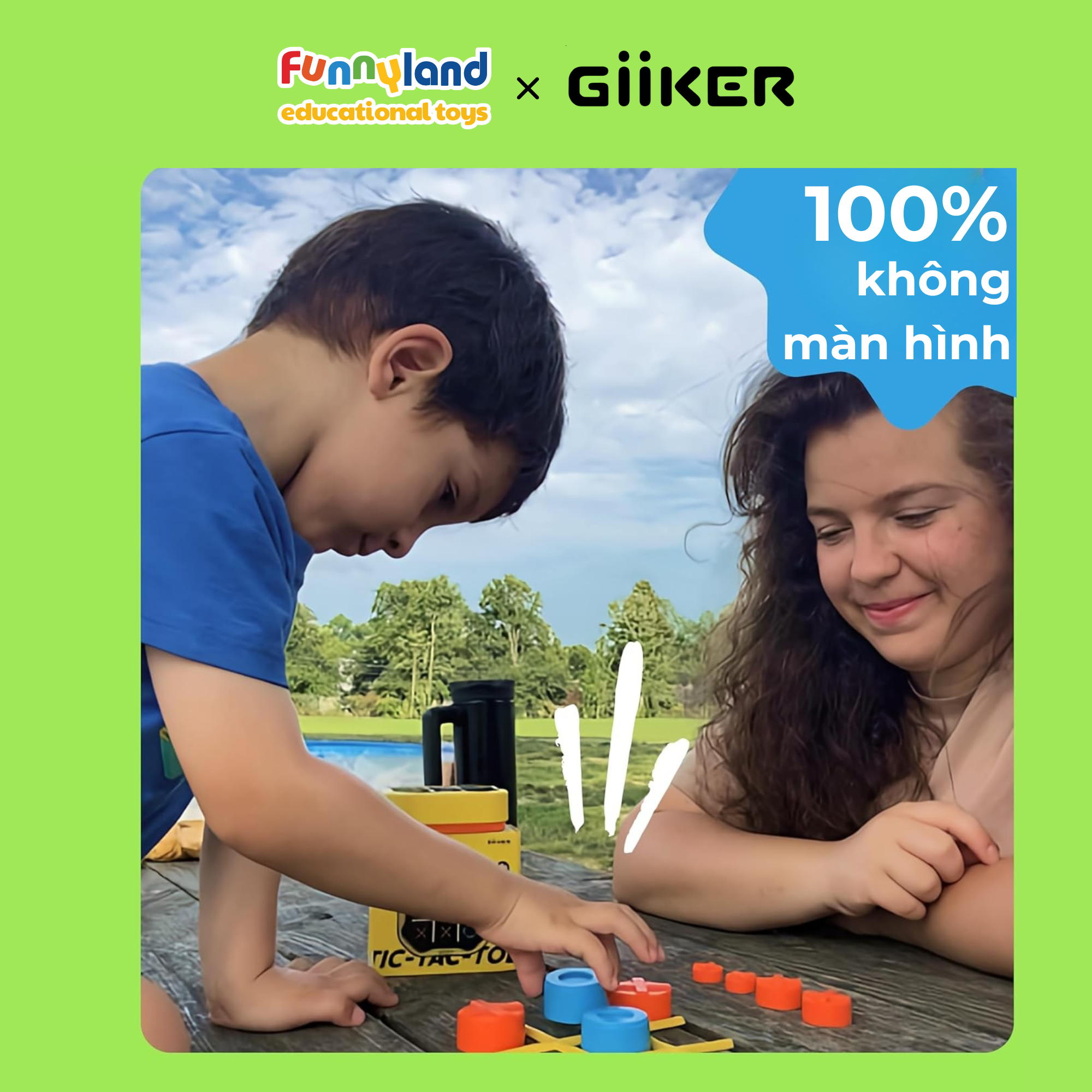 Đồ chơi thông minh Giiker Tic-Tac-Toe Bolt Green