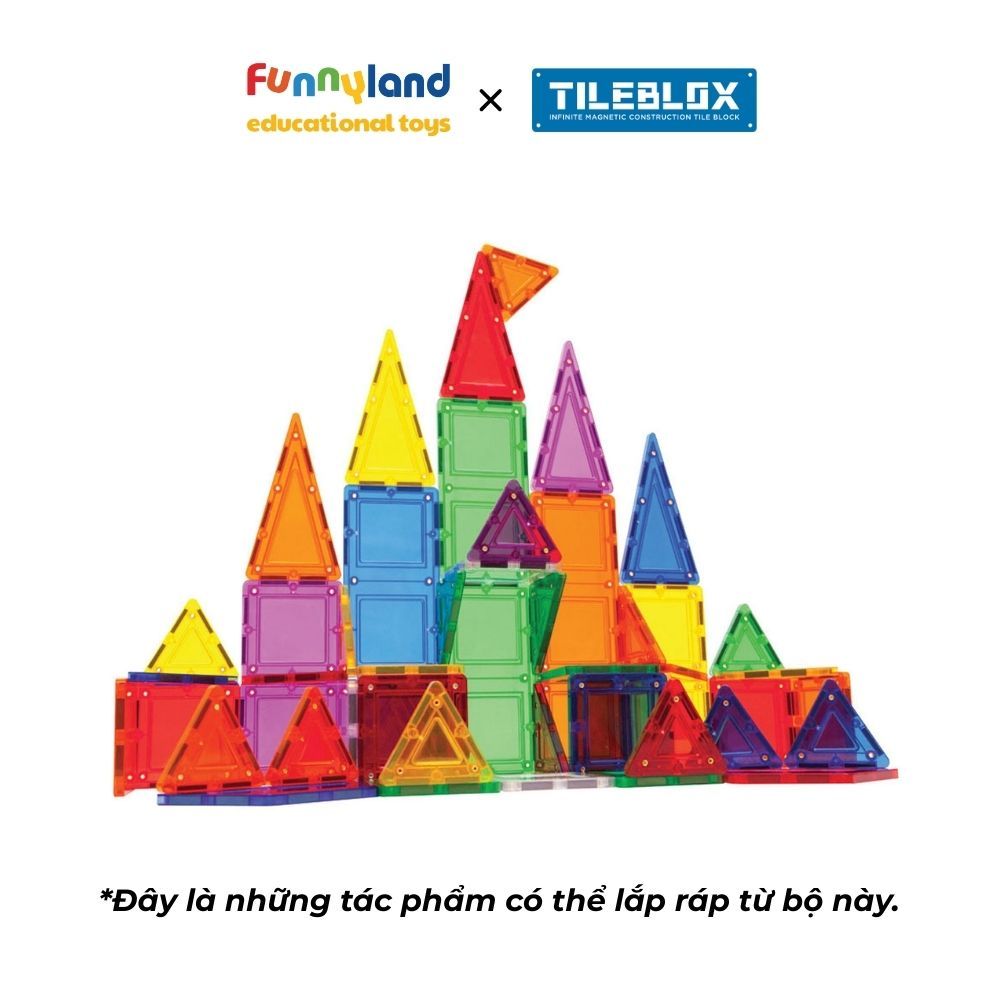 Đồ chơi xếp hình nam châm Hàn Quốc TILEBLOX Rainbow 60 mảnh