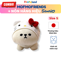 Chú Chó Bichon Frise Size S đội nón Hello Kitty - Thú Bông Mofmo Friends x Nón Hàng Hiệu Sanrio