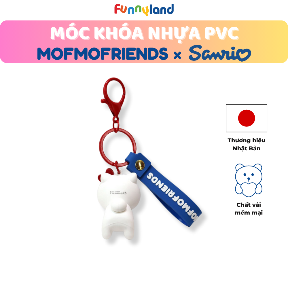 Chú Chó Bichon Frise đội nón Hello Kitty - Móc Khóa Nhựa PVC