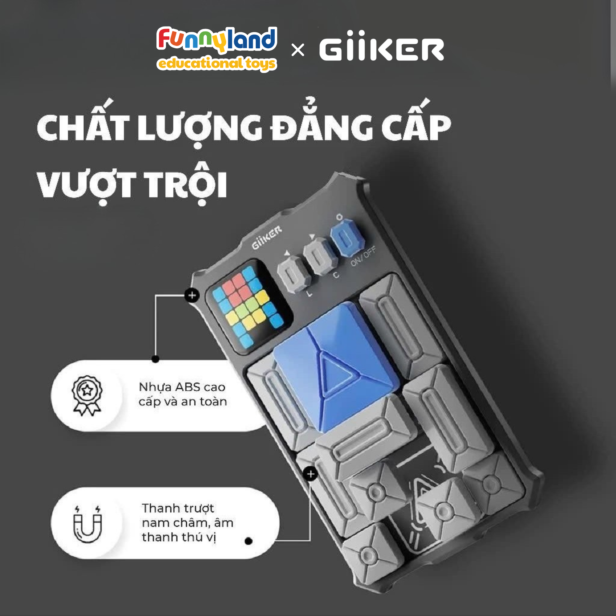 Đồ chơi xếp hình nam châm cảm ứng thông minh Giiker Super Slide Grey