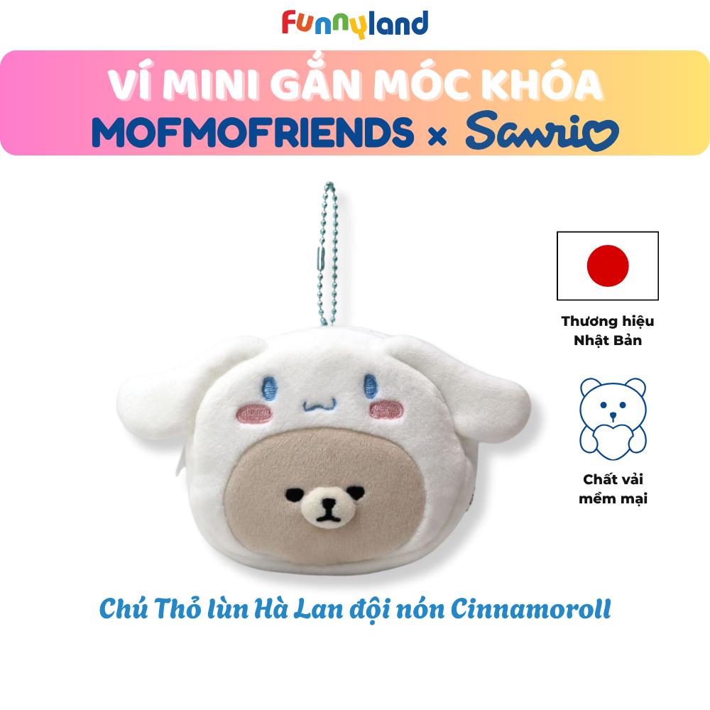 Chú Thỏ lùn Hà Lan đội nón Cinnamoroll - Ví Mini Gắn Móc Khóa
