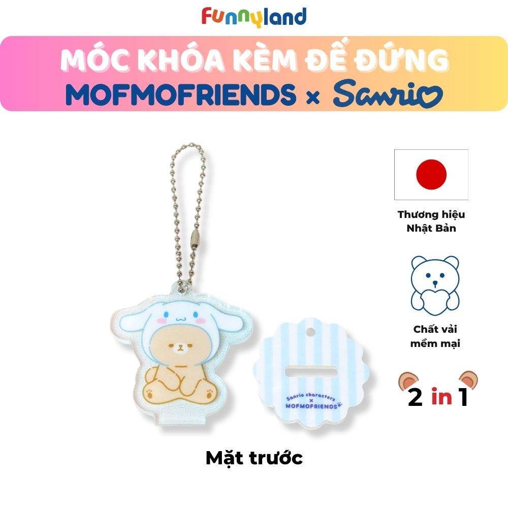 Chú Thỏ lùn Hà Lan đội nón Cinnamoroll - Móc khóa kèm đế đứng 2 trong 1
