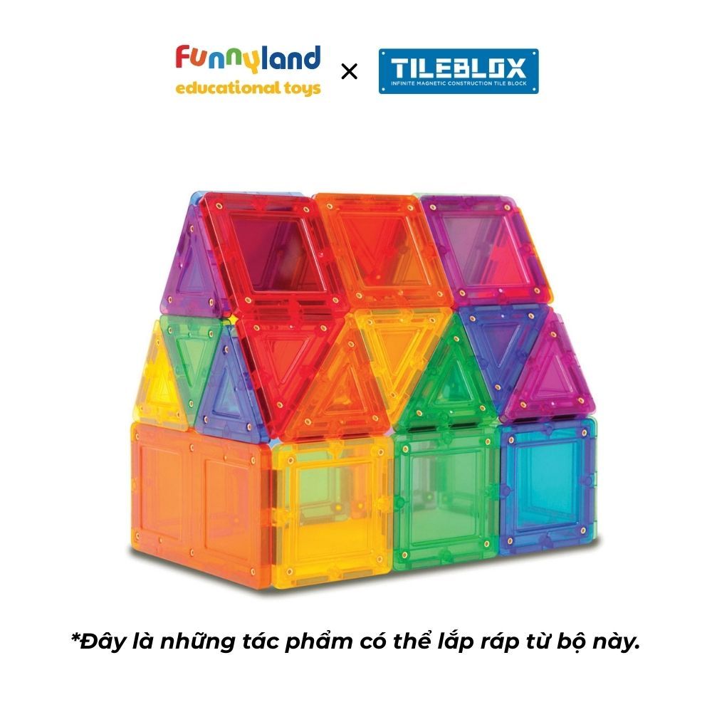 Đồ chơi xếp hình nam châm Hàn Quốc TILEBLOX Rainbow 60 mảnh