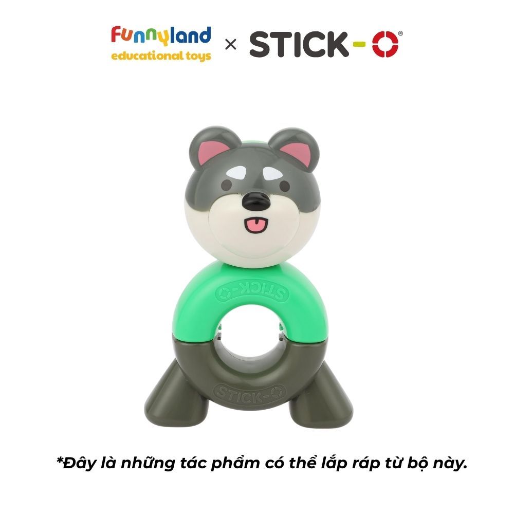 Đồ chơi xếp hình nam châm Hàn Quốc Stick-O PEEKABOO CAT & DOG SET