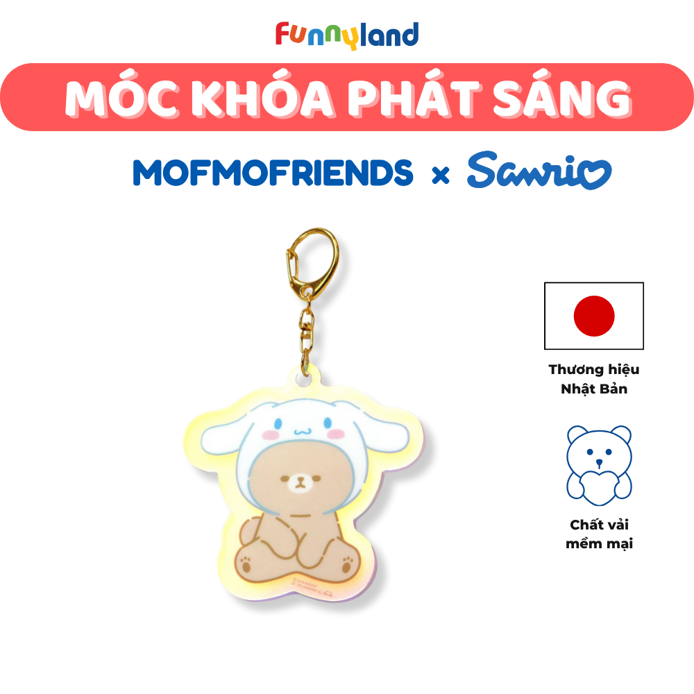 Móc Khóa Phát Sáng - Thú Bông Thỏ lùn Hà Lan Netherland Dwarf Rabbit đội mũ Cinnamoroll