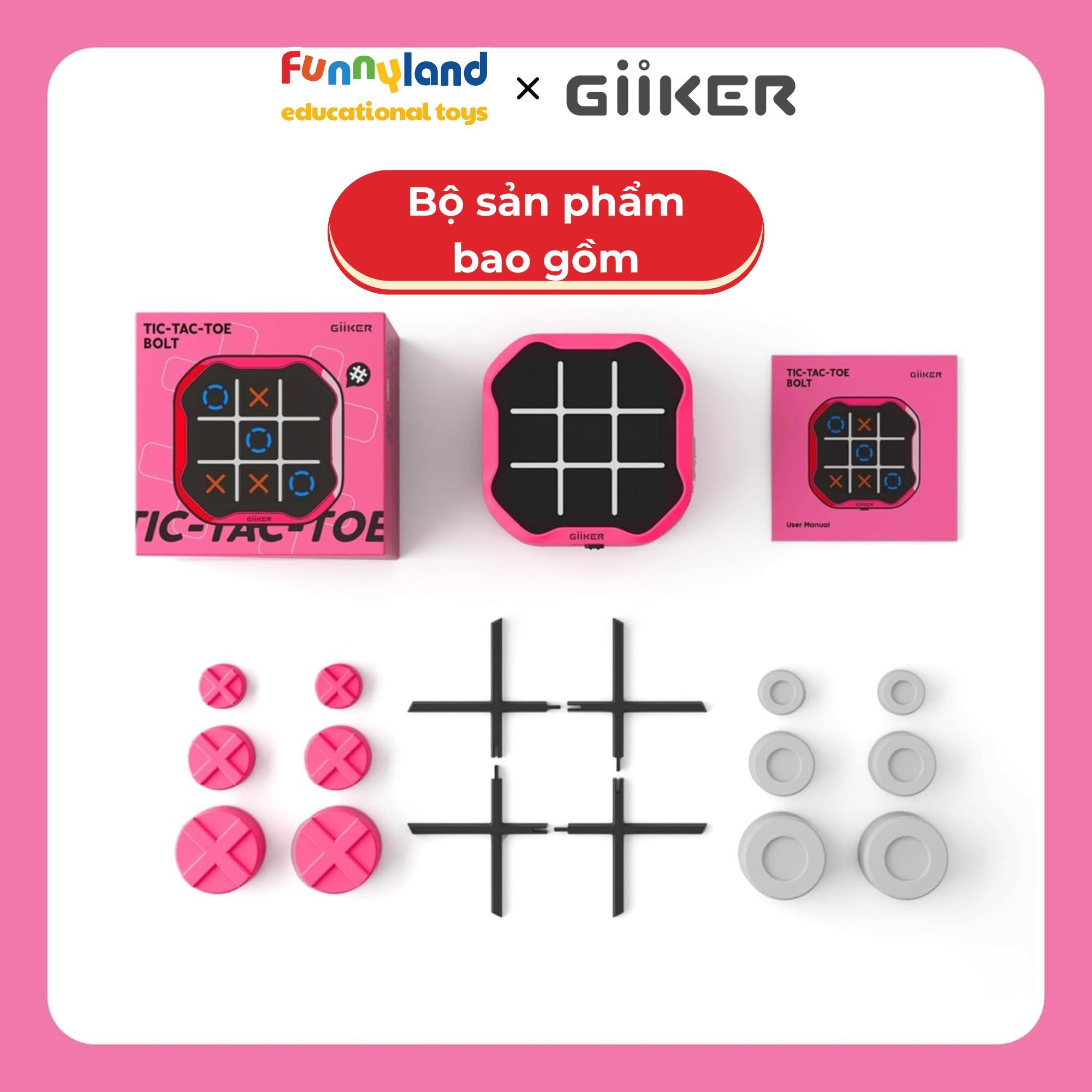 Đồ chơi thông minh Giiker Tic-Tac-Toe Bolt Pink
