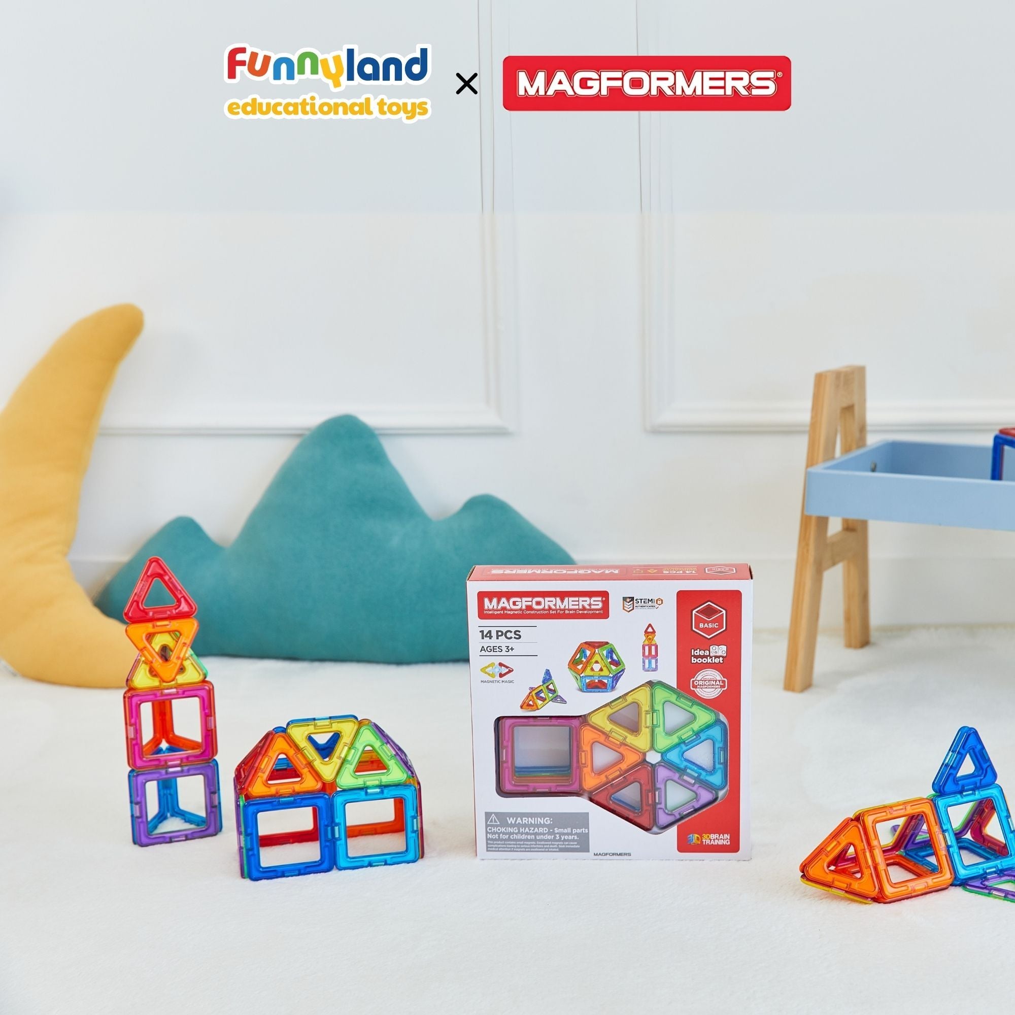 Đồ chơi xếp hình nam châm Hàn Quốc Magformers Bộ thử thách 14 mảnh