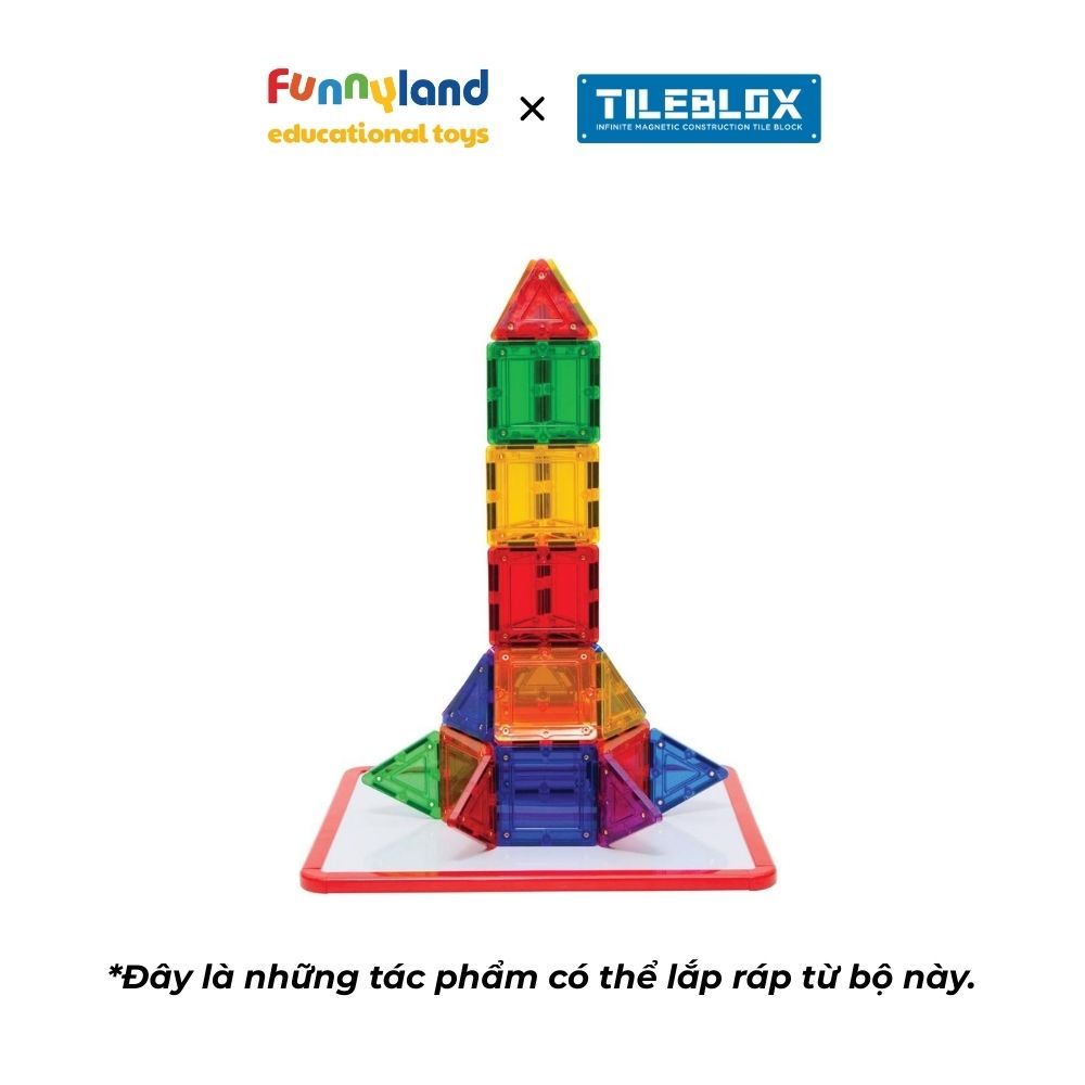 Đồ chơi xếp hình nam châm Hàn Quốc TILEBLOX Rainbow 30 mảnh