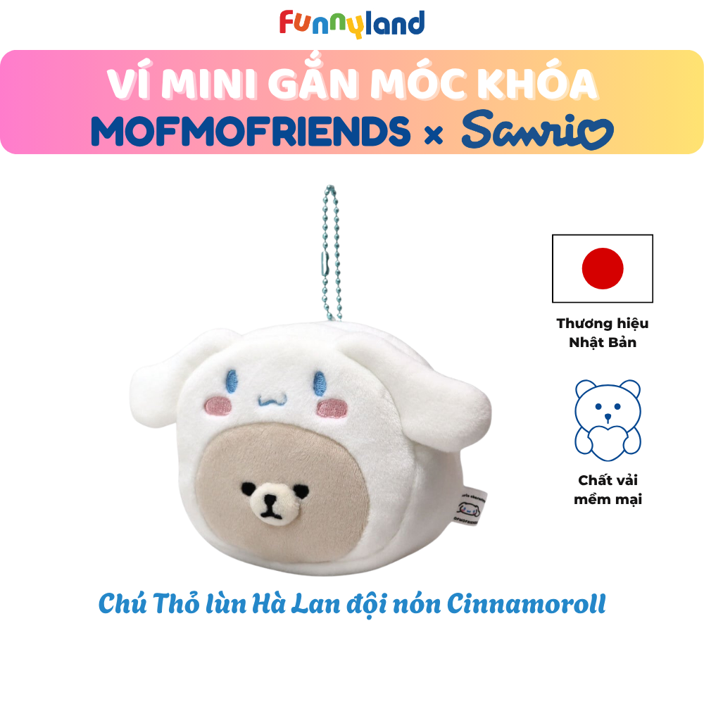 Chú Thỏ lùn Hà Lan đội nón Cinnamoroll - Ví Mini Gắn Móc Khóa