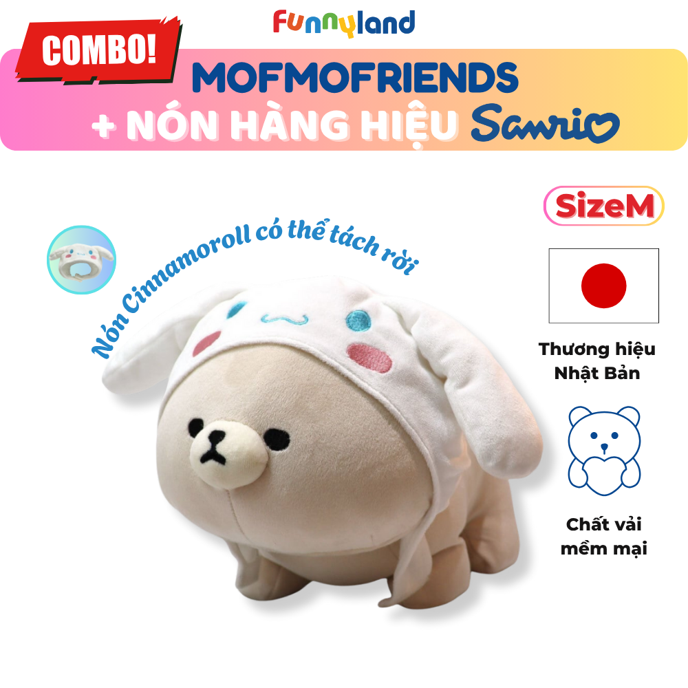 Thú bông MofmoFriends M With Cap - Cinnamoroll