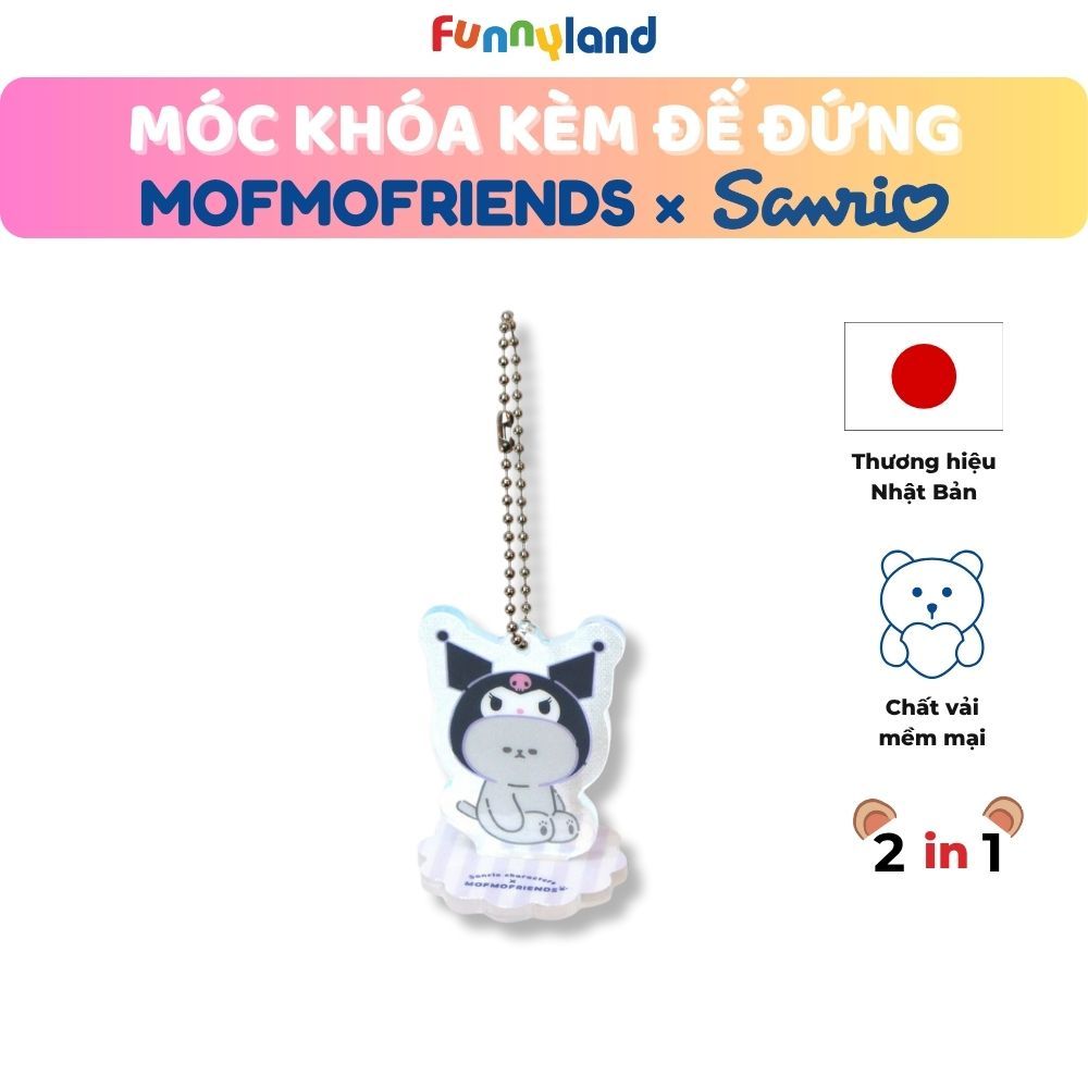 Chú Mèo British Shorthair đội nón Kuromi - Móc khóa kèm đế đứng 2 trong 1