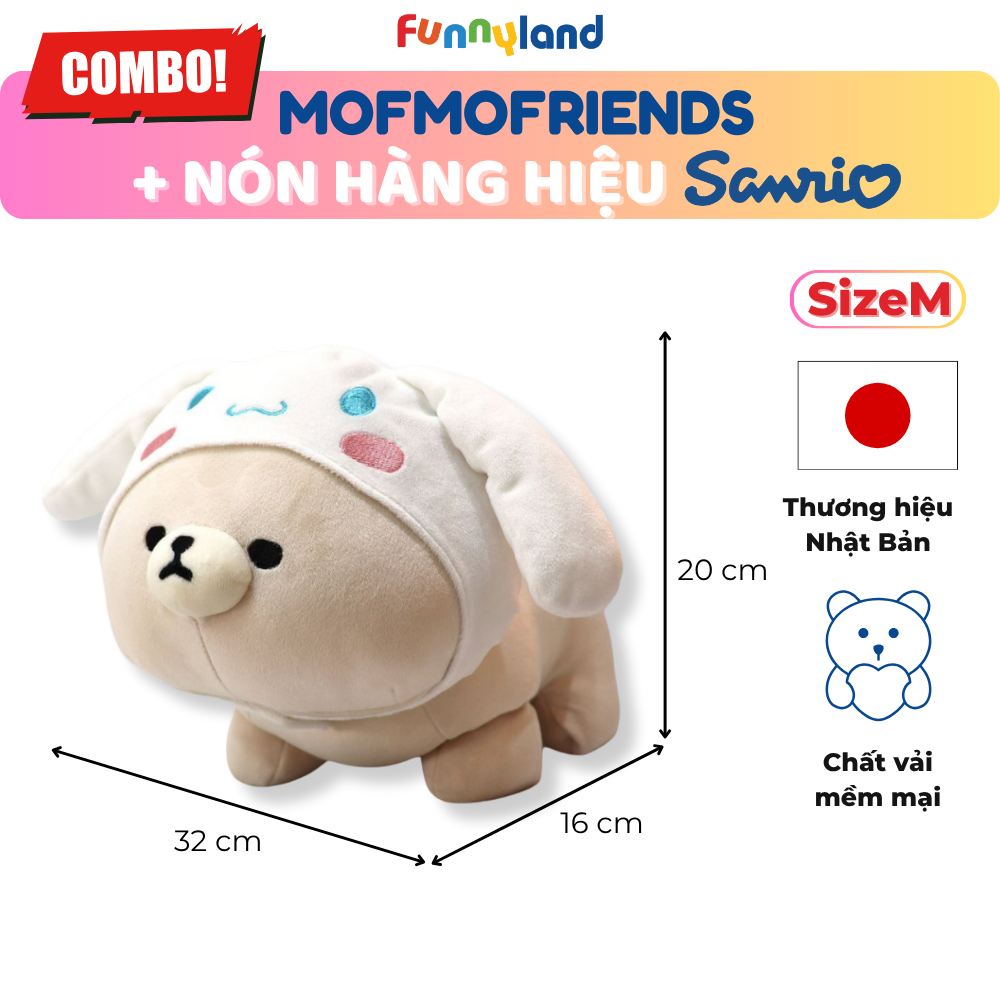 Thú bông MofmoFriends M With Cap - Cinnamoroll