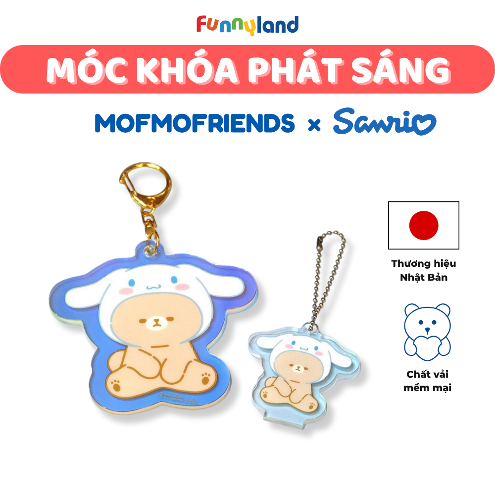 Móc Khóa Phát Sáng - Thú Bông Thỏ lùn Hà Lan Netherland Dwarf Rabbit đội mũ Cinnamoroll