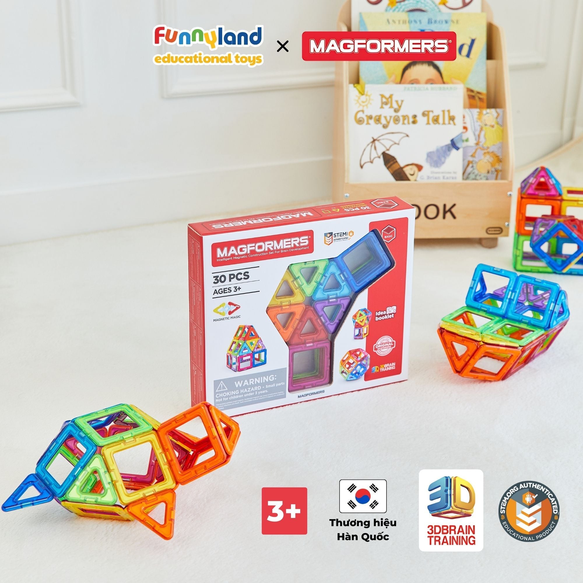Đồ chơi xếp hình nam châm Hàn Quốc Magformers bộ cơ bản 30 mảnh