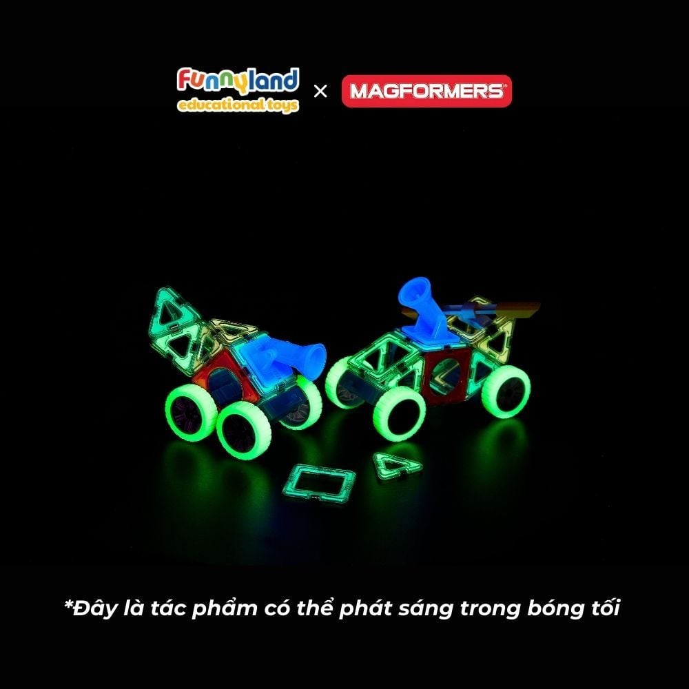 Đồ chơi xếp hình nam châm Hàn Quốc Magformers Bánh xe phát sáng 22 mảnh