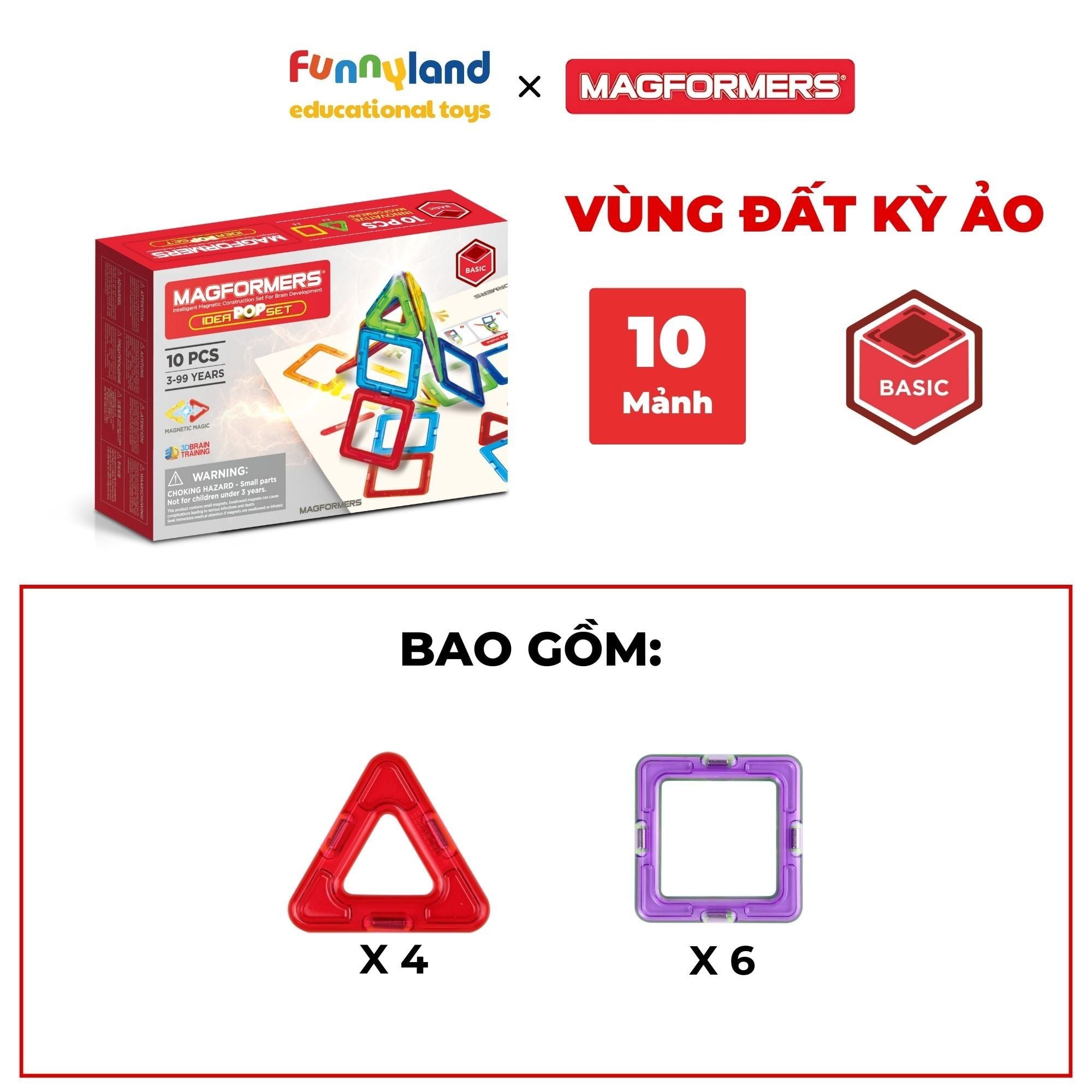 Đồ chơi xếp hình nam châm Hàn Quốc Magformers Ý tưởng đột phá [10 mảnh]