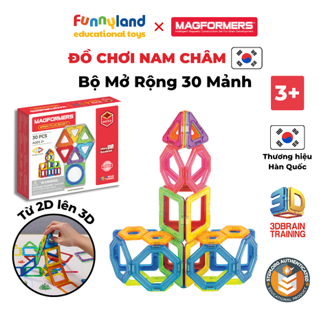 Đồ chơi xếp hình nam châm Hàn Quốc Magformers bộ mở rộng 30 mảnh