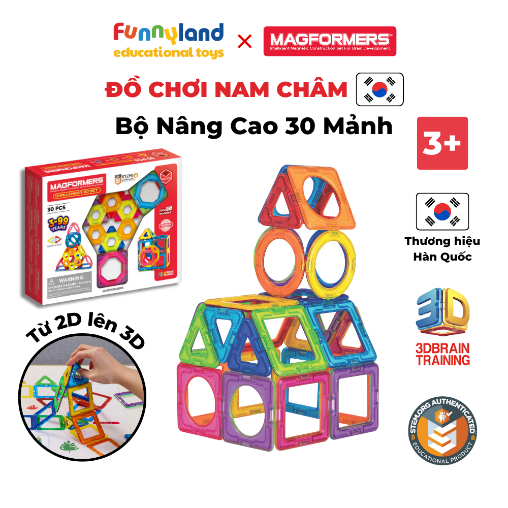 Đồ chơi xếp hình nam châm Hàn Quốc Magformers Thử thách 30 mảnh