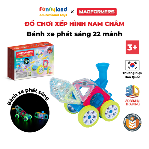 Đồ chơi xếp hình nam châm Hàn Quốc Magformers Bánh xe phát sáng 22 mảnh