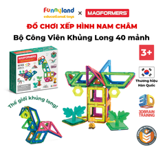 Đồ chơi xếp hình nam châm Hàn Quốc Magformers Công viên khủng long 40 mảnh