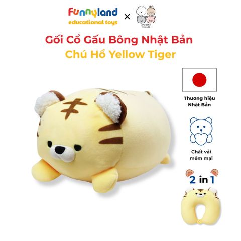 Gối Cổ Thú Bông Chú Hổ Yellow Tiger 2in1 - Reversible Neck Pillow Mofmo Friends Nhật Bản